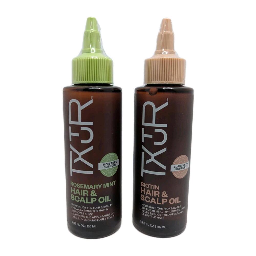 TXTUR NEW Rosemary Mint & Biotin Hair & Scalp Oil 3.88oz‎ 2 Pack Variety Bundle